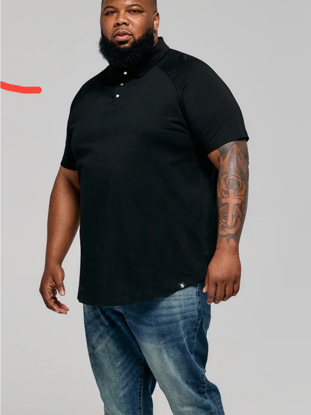 REAL ESSENTIALS  Camisa Polo color negra size ‎ 4X